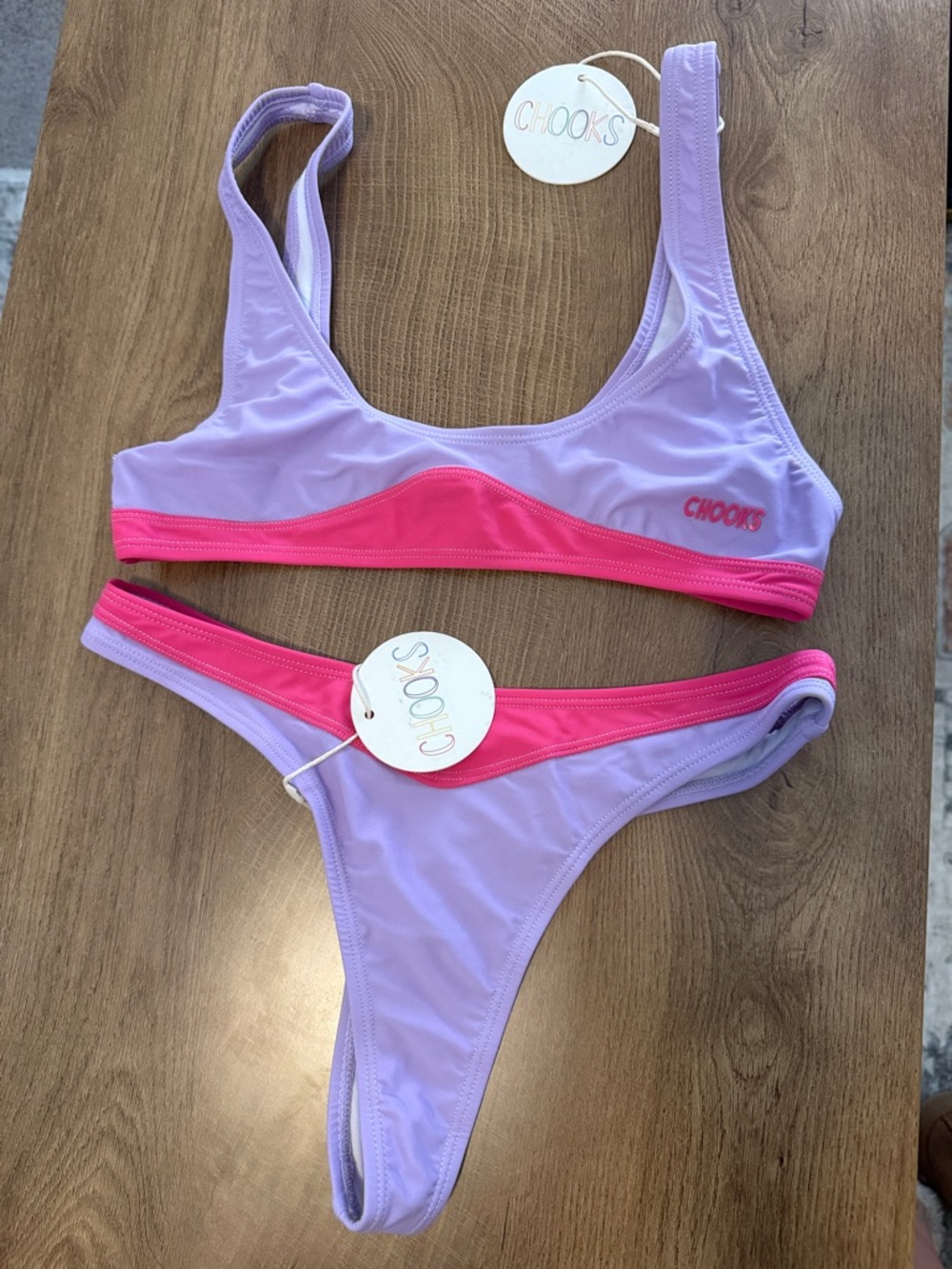 Lilac & Hot Pink Scoop Bikini Set